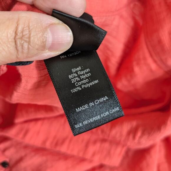 Ali Miles Swing Tunic Top 2X Orange Crochet Button Front Bell Sleeve Relaxed - Picture 9 of 10